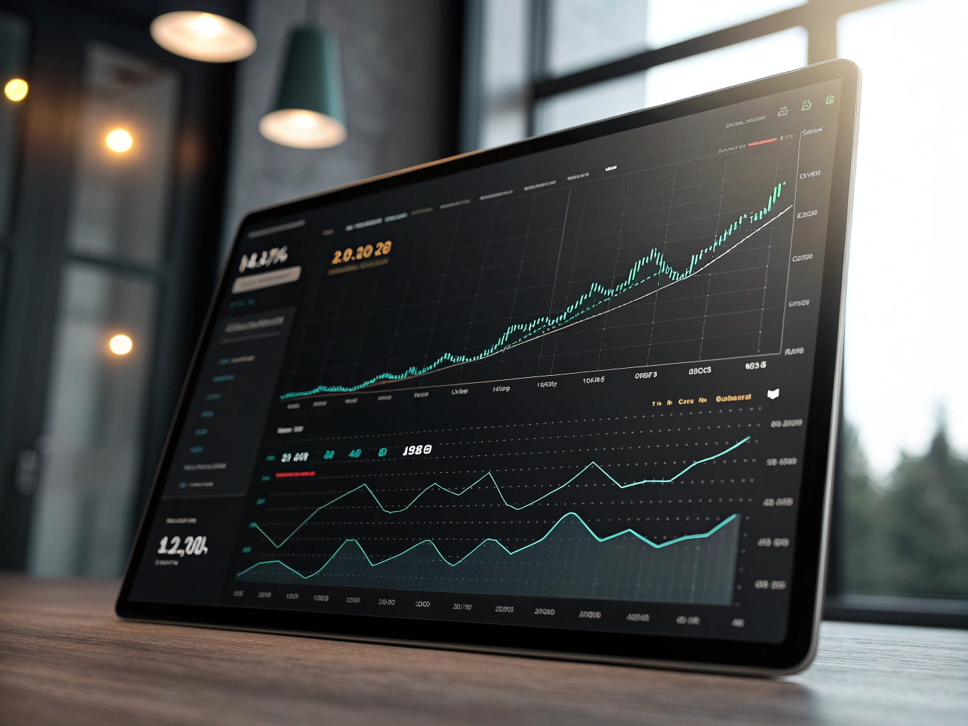 Financial analyst reviewing complex options strategy data