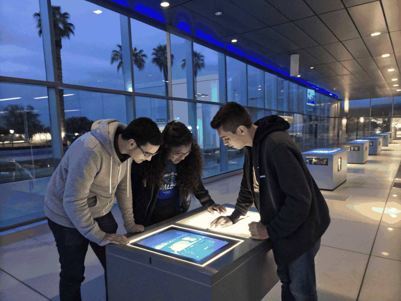 Indian students analyzing financial market charts on a high-tech trading terminal